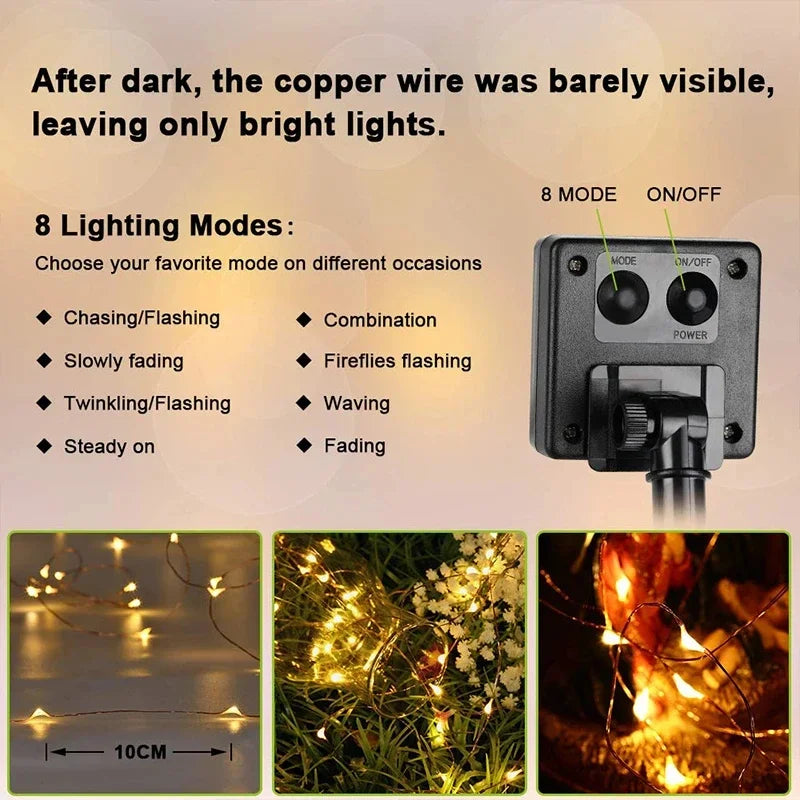 300LED Solar String Lights Outdoor Waterproof