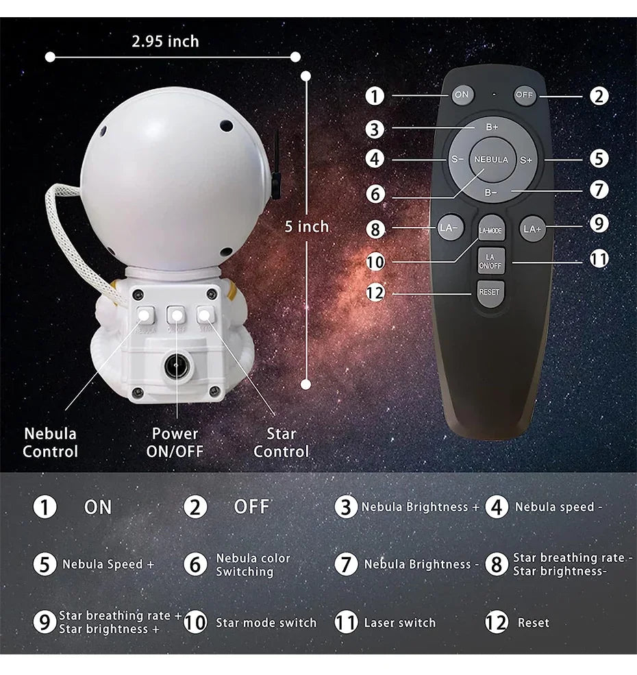 Galaxy Star Astronaut Projector LED Night Light